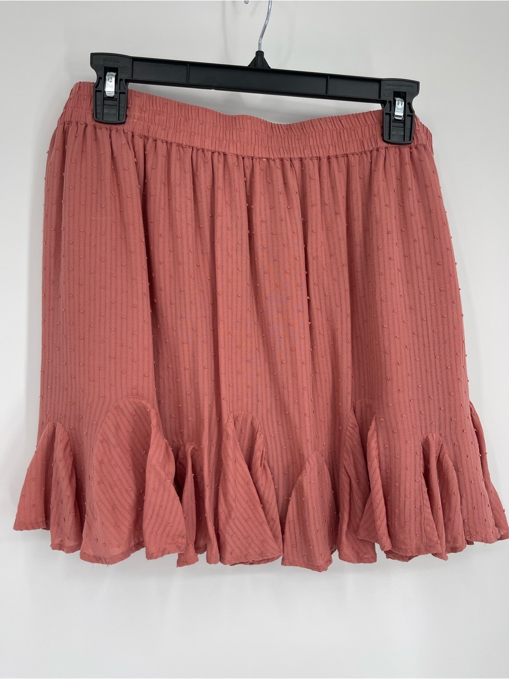 LOFT Pintucked Ruffle-Hem Mini Skirt L Boho Chic Cottagecore Coquette Soft Girl